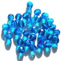 25 8mm Faceted Two Tone Aqua Blue Firepolish Beads